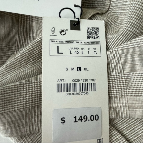 ZARA MEN’S LINEN BLEND SUIT JACKET IN RELAXED FIT TAN BROWN LARGE - Picture 4 of 14